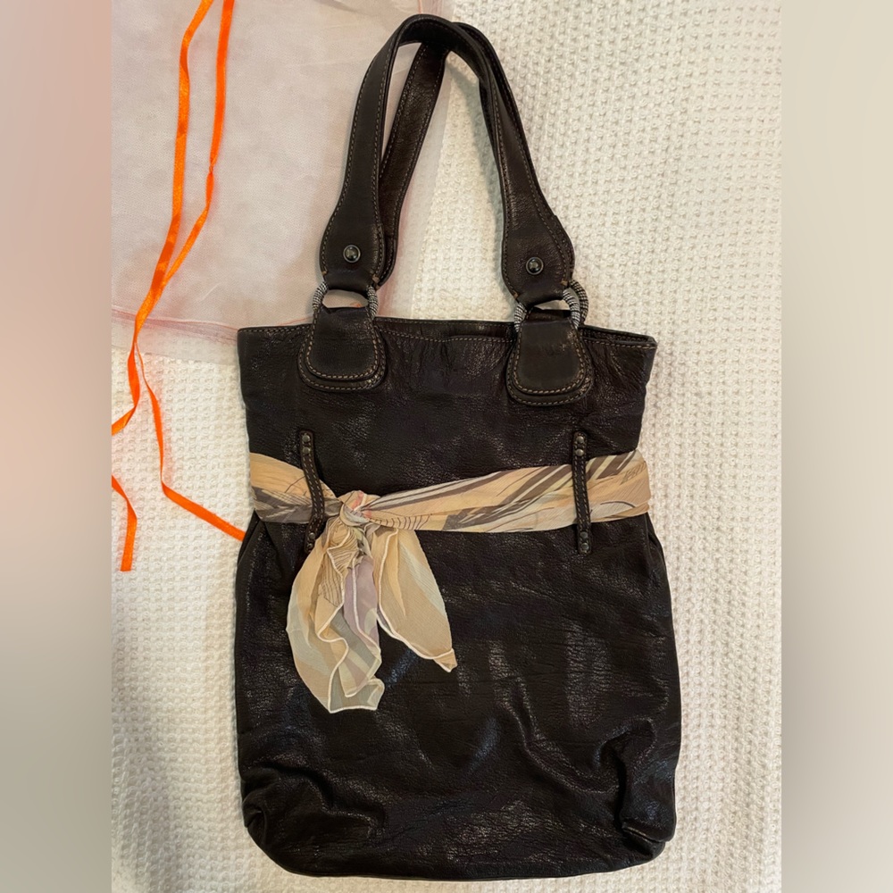 Hug Boss brown leather purse with scarf